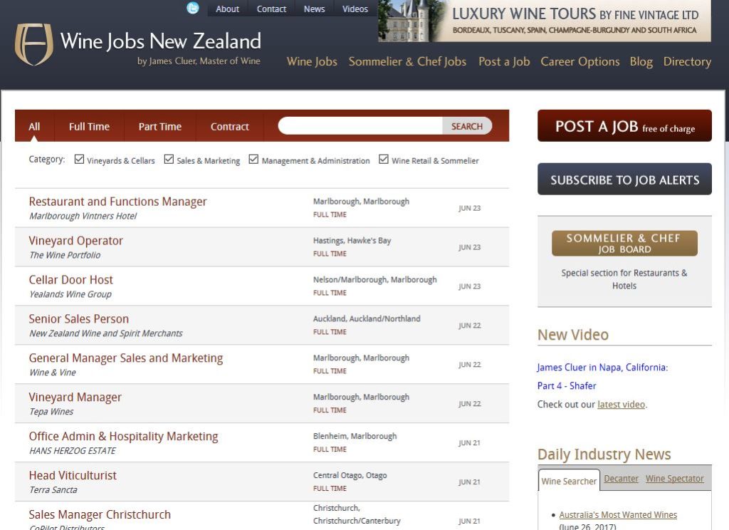 Wine Jobs New Zealand James Cluer MW