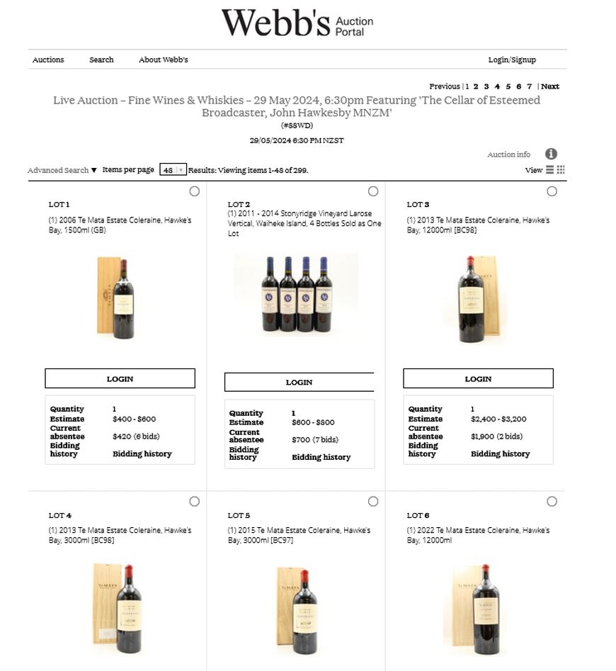 Webb's Auction John Hawkesby wines