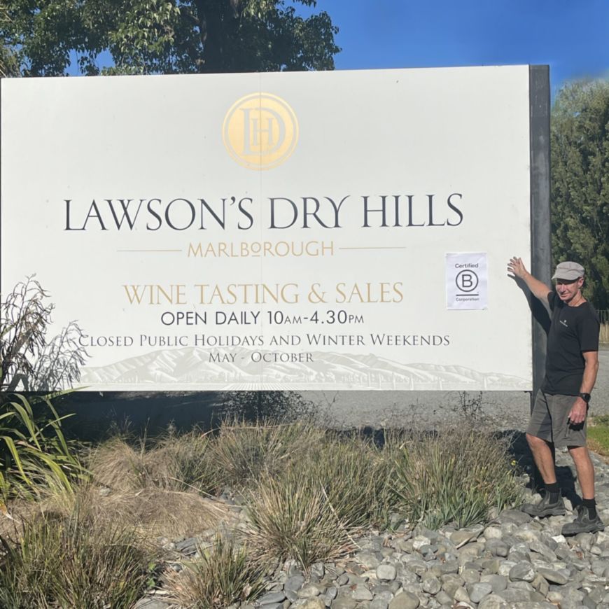 Lawson's Dry Hills B-Corp on road sign image