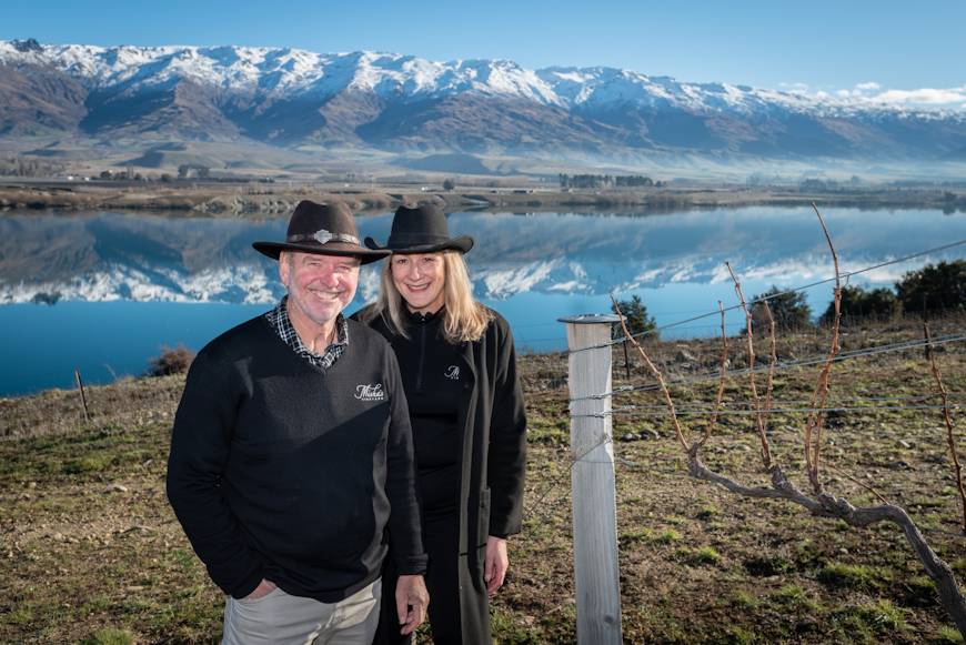 Andy and Misha on their Vineyard at Lake Dunstan