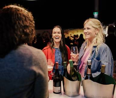 Women Smiling Sipping Wine