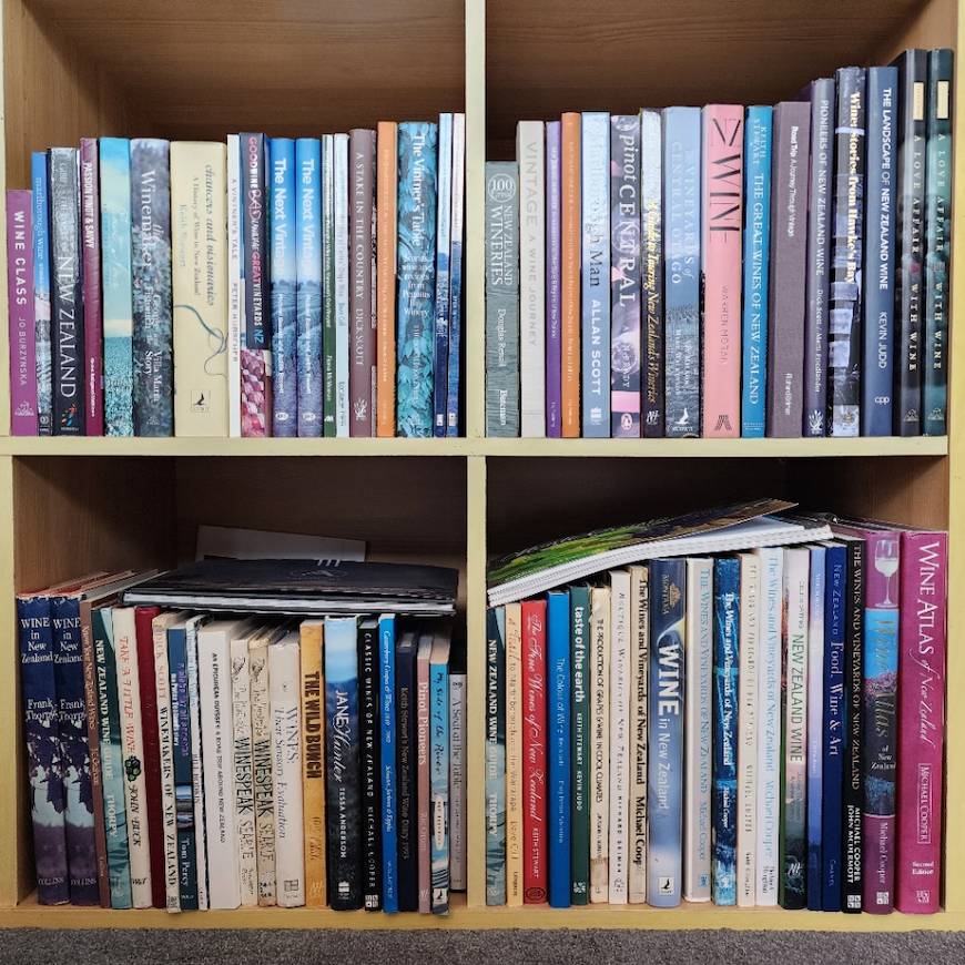 Bookshelf with wine books