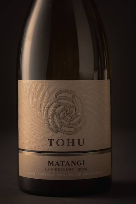 Tohu Wines Matangi Chardonnay label on bottle - Credit Likeminds